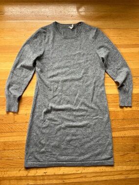 100% Cashmere Addiction Heather grey long sleeve minidress long tunic sweater M